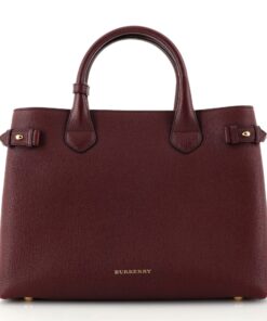 Banner Tote Leather and House Check Canvas Medium