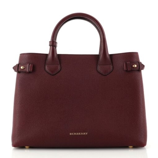 Banner Tote Leather and House Check Canvas Medium