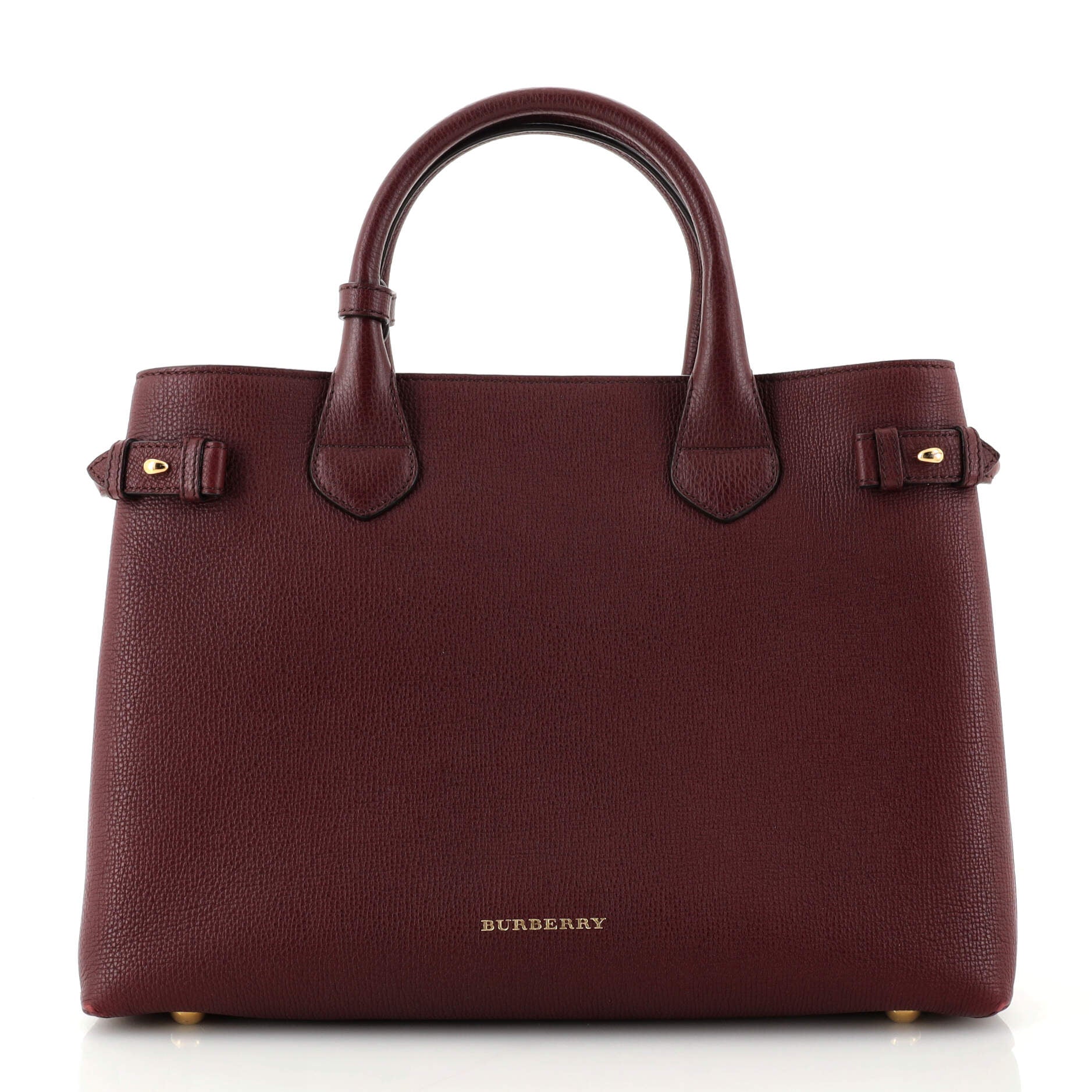 Banner Tote Leather and House Check Canvas Medium