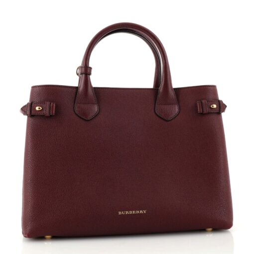 Banner Tote Leather and House Check Canvas Medium - Image 3