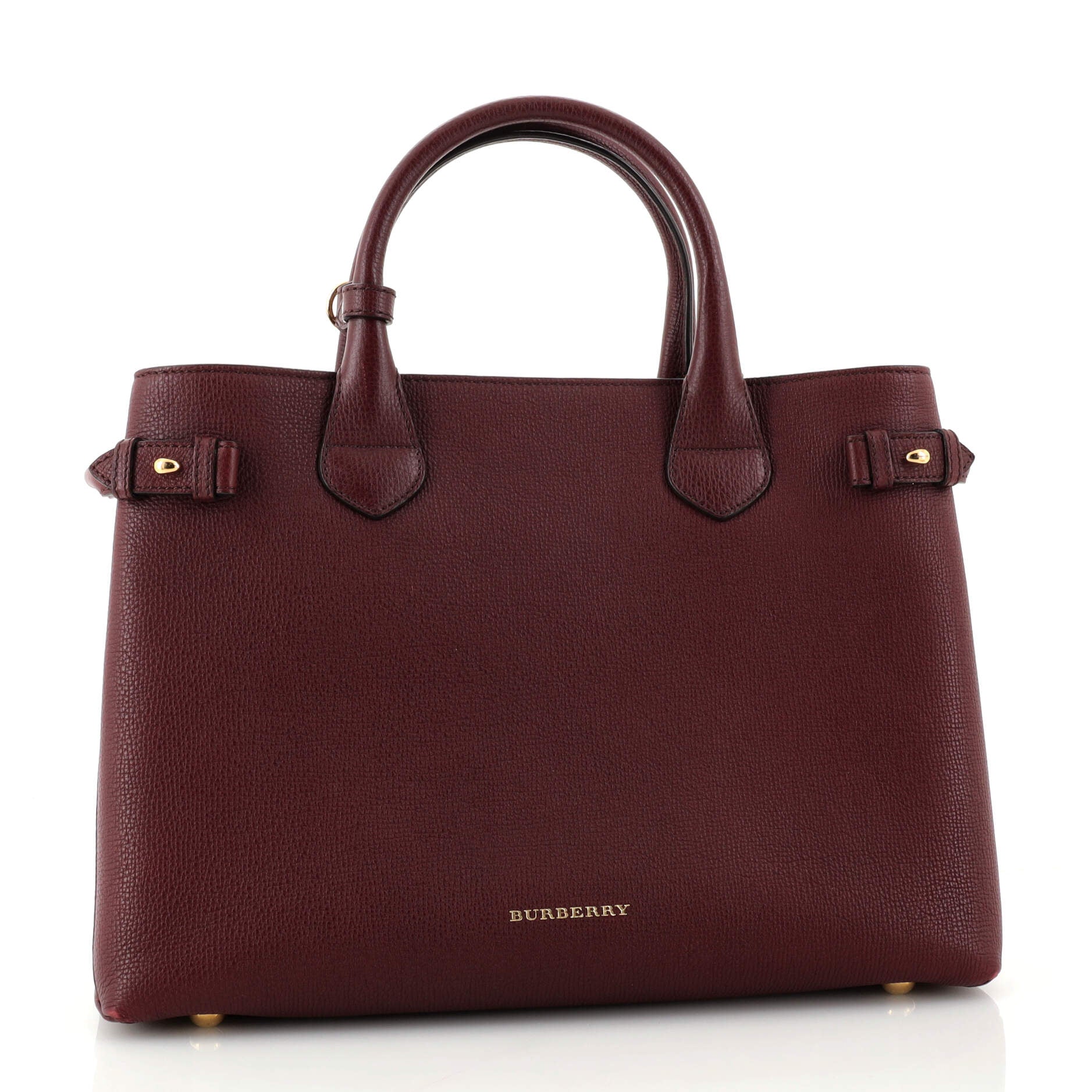 Banner Tote Leather and House Check Canvas Medium - Image 3