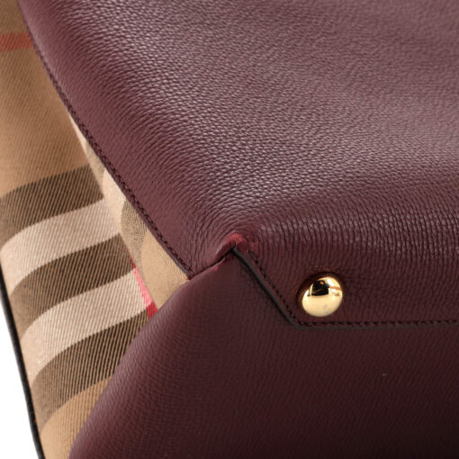 Banner Tote Leather and House Check Canvas Medium - Image 7