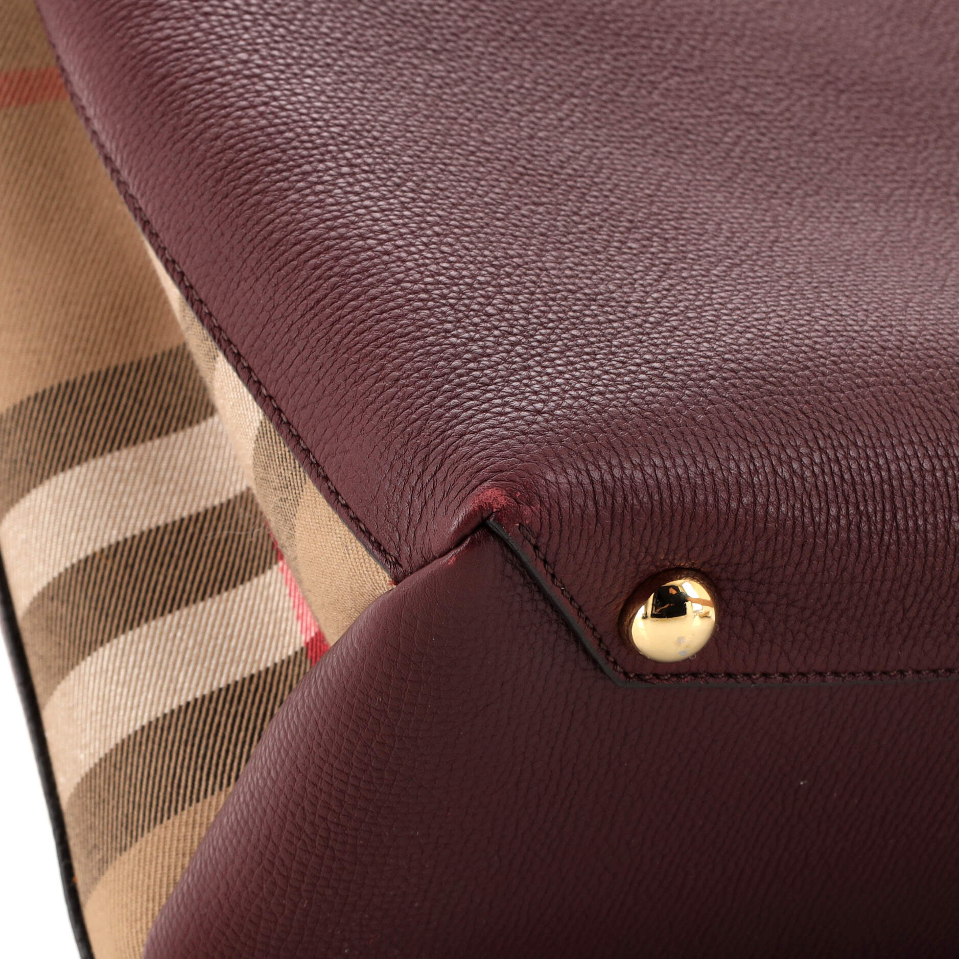 Banner Tote Leather and House Check Canvas Medium - Image 7