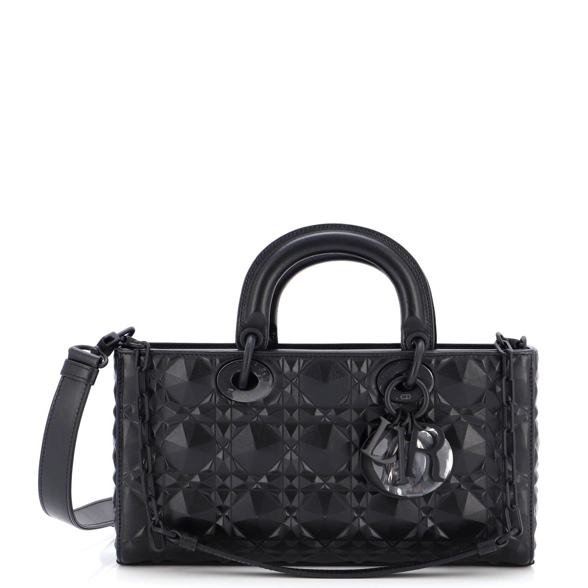 Ultra Matte Lady D-Joy Bag Diamond Motif Cannage Calfskin Medium