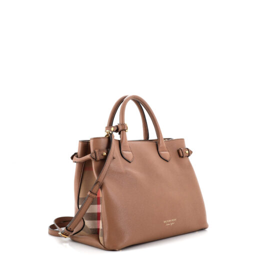 Banner Tote Leather and House Check Canvas Medium - Image 2