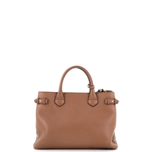 Banner Tote Leather and House Check Canvas Medium - Image 3