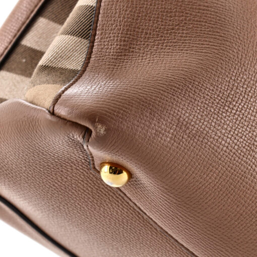 Banner Tote Leather and House Check Canvas Medium - Image 6