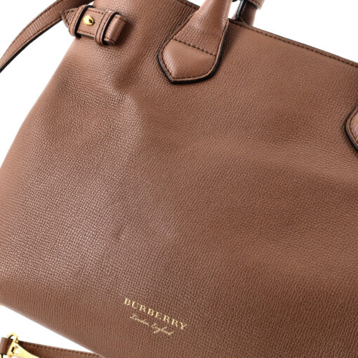Banner Tote Leather and House Check Canvas Medium - Image 7