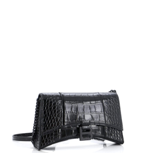 Hourglass Chain Wallet Crocodile Embossed Leather - Image 2