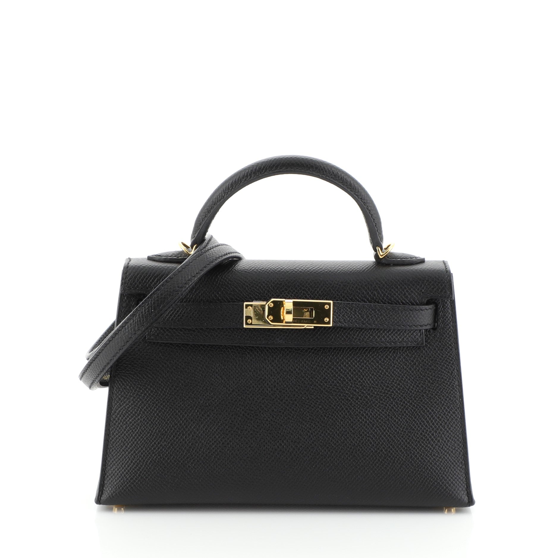 Kelly Mini II Handbag Noir Epsom with Gold Hardware 20