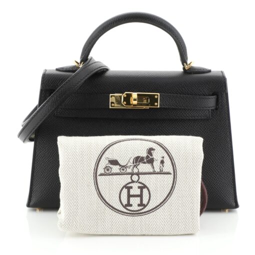 Kelly Mini II Handbag Noir Epsom with Gold Hardware 20 - Image 2