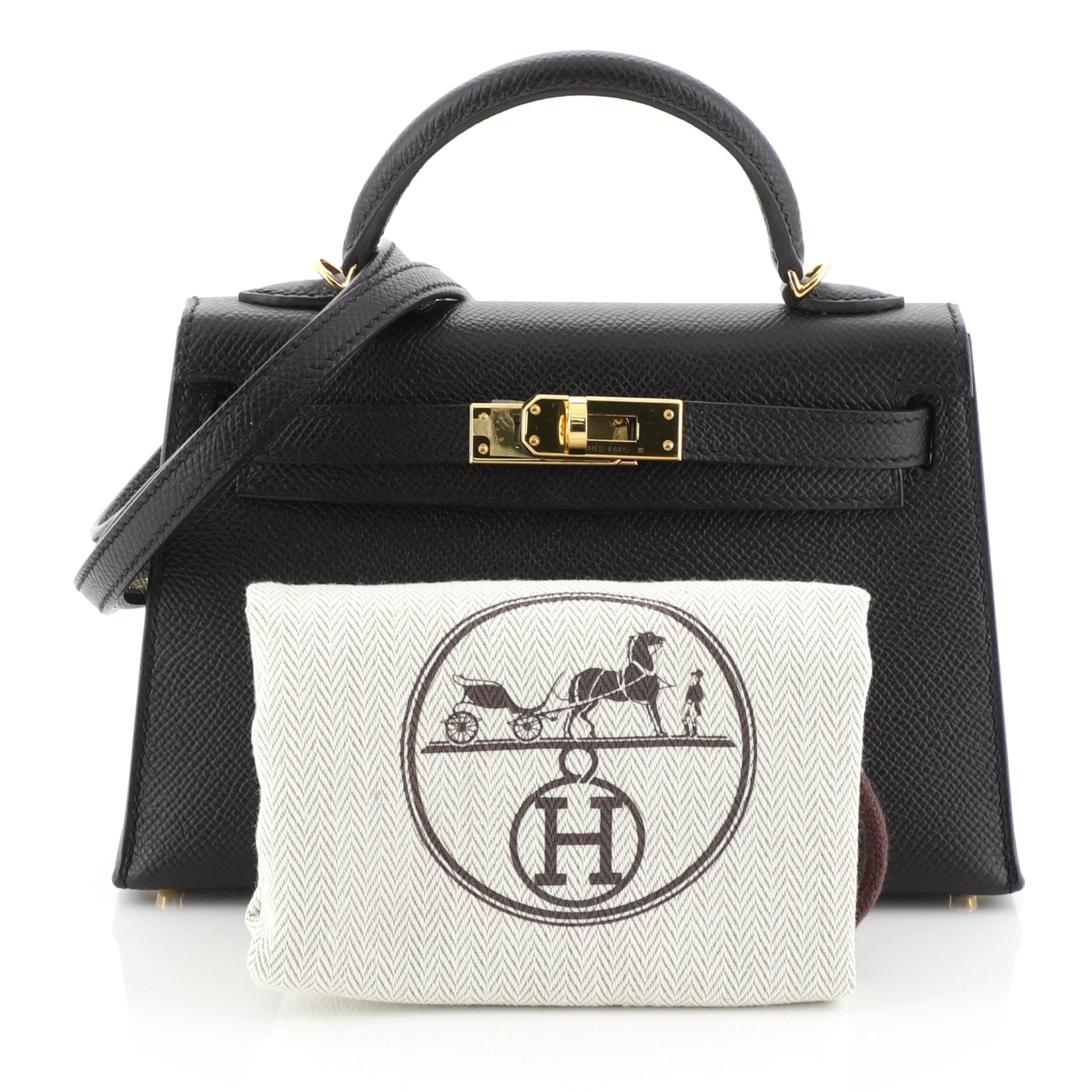 Kelly Mini II Handbag Noir Epsom with Gold Hardware 20 - Image 2