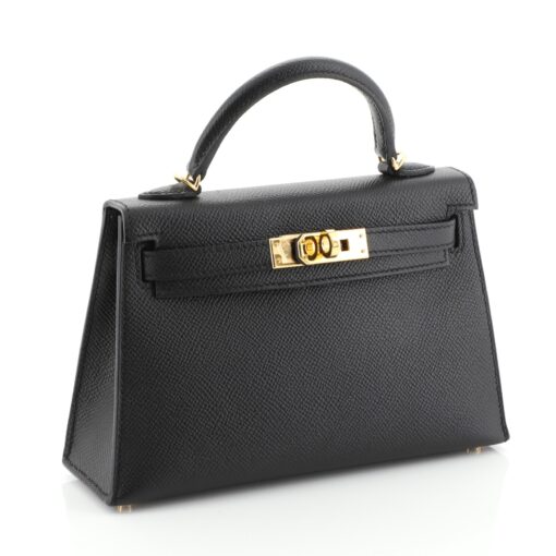 Kelly Mini II Handbag Noir Epsom with Gold Hardware 20 - Image 3