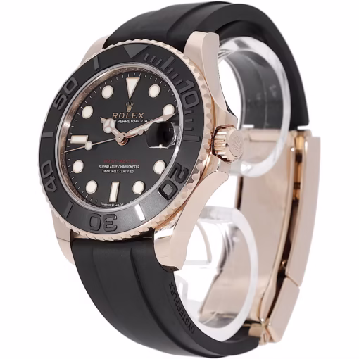 Rolex Yacht-Master 37mm Everose Gold - Ceramic Bezel - Black Dial - Black Rubber Strap 268655 - Image 2