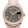 Rolex Day-Date 40 NEW 2024 Chocolate Brown Baguette Diamond Dial Rose Gold President Bracelet